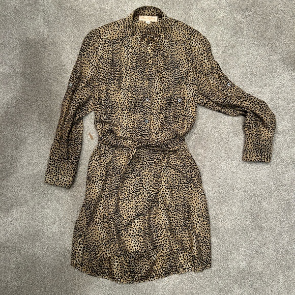 Mara Hoffman Silk Leopard Print Button Down Open Back T-Shirt Dress - Picture 3 of 9